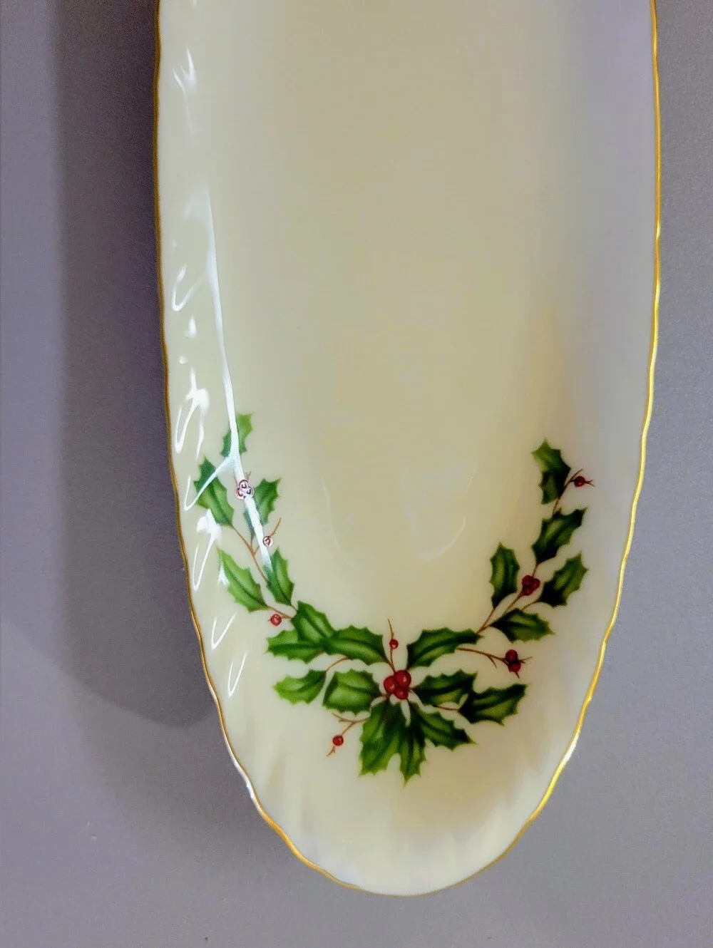 Lenox Christmas Holiday Holly Pattern Vintage China, Condiment Dish, EUC